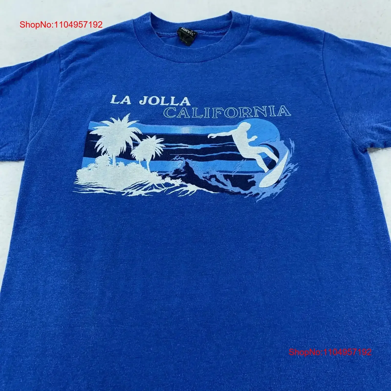 

Винтажная футболка La Jolla California, мужская футболка Small Surfer Beach Anvil США 90-х, винтажная стираная унисекс, слегка уличная одежда, повседневная