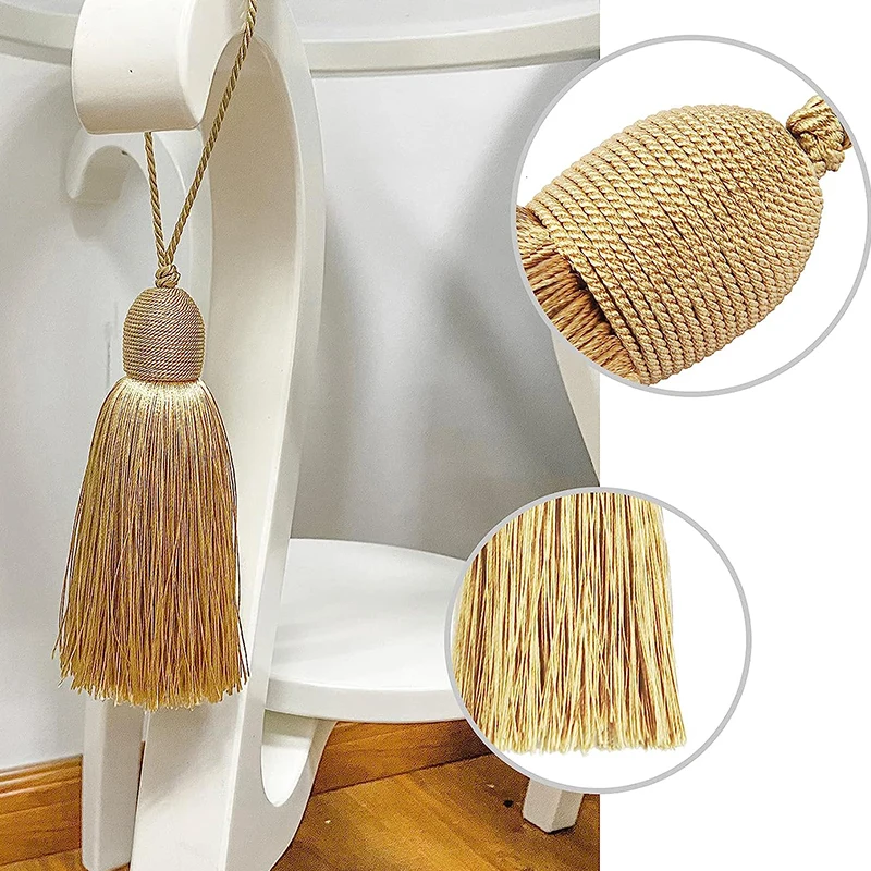 2Pcs Hanging Rope Tassels Sewing Bang Silk Fringe Trim Key Tassel for DIY Curtain Accessories Home Decoration Fringe Bag Gift