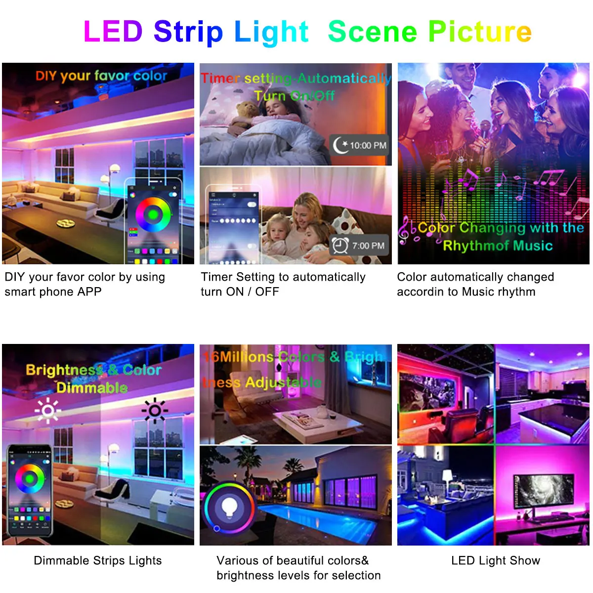 Flexible Neon Light LED Strip 12V for Room Wall Decoration 5050 RGB Tape with 44 key Control Color Change Dimmer Lighting Ribbon