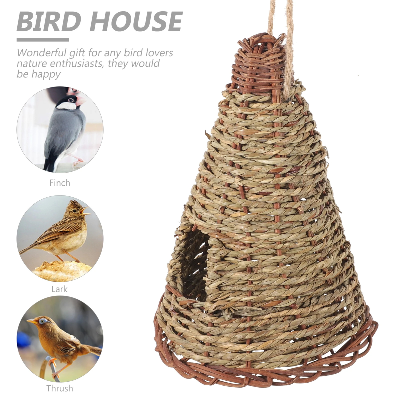 

Bird's Nest Decorations Hangable Garden House Accessory Woven Nests Parrot Hand-woven Outdoor Birds Hanging Birdhouse