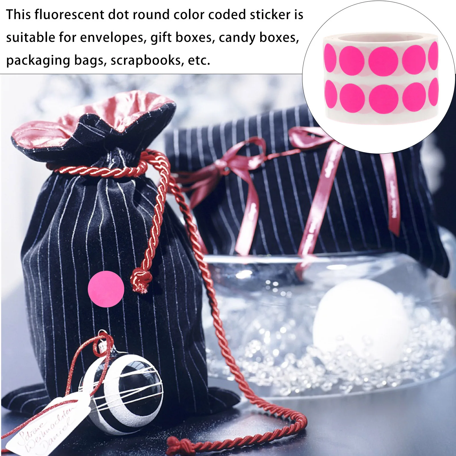 

Colored Fluorescent Dot Stickers Portable Self-Adhesive Round Scrapbook Decals for Gift Boxes DIY Craft Decorative