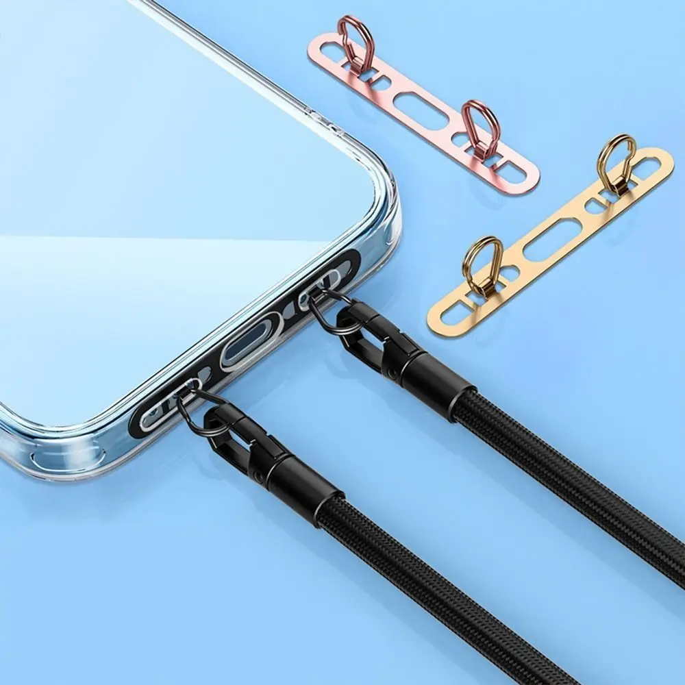 Ultra-thin Phone Lanyard Tab Stainless Steel Double Buckle Gasket Phone Lanyard Clip Patch Snap Strap Anti-fall