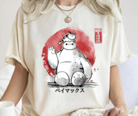 Disney Big Hero 6 Hello I'm Baymax Japanese Vintage Style Cotton T-shirt Disney Land Family Vacation tee Summer Women's Top