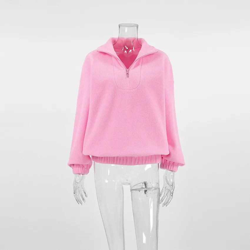 Loose Fit Pullover Hoodie Mid Length Commuter with Regular Sleeve Long Sleeve Notched Collar Elegant Colorblock Women Sweatshirt