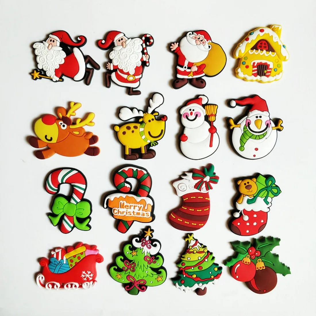 Lovely Cartoon Merry Christmas 5cm Small Size Kitchen PVC Refrigerator Magnetic New Year Celebration Home Stickers Decoration