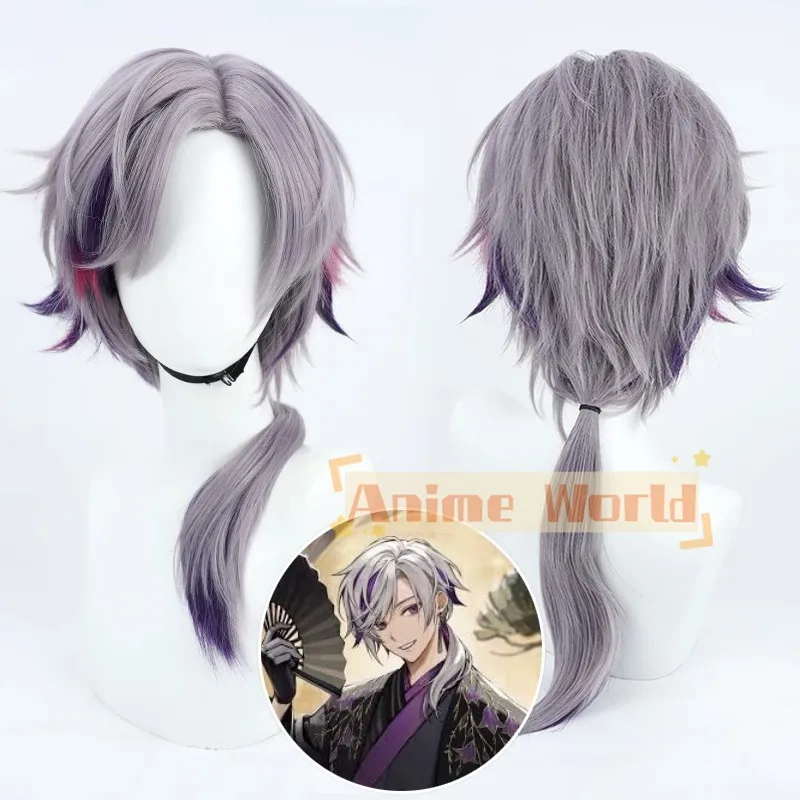 

Fuwa Minato Cosplay Wig VTuber Nijisanji Purple Mixed 65cm Resistant Synthetic Hair Halloween Party Role Play Headwear + Wig Cap