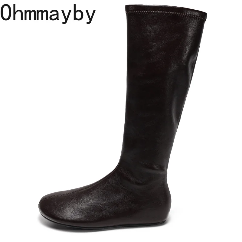 Round Toe Hidden Wedge Women Knee High Boots Soft Pu Leather Stretch Slim Shoes Spring Autumn Women Mordern Long Booties image 6