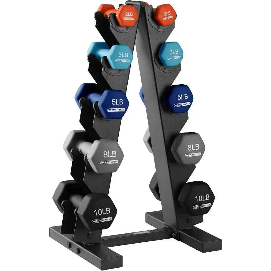 1, 2 and 3 lb Neoprene Dumbbell Strength Training Weight Set with Rack