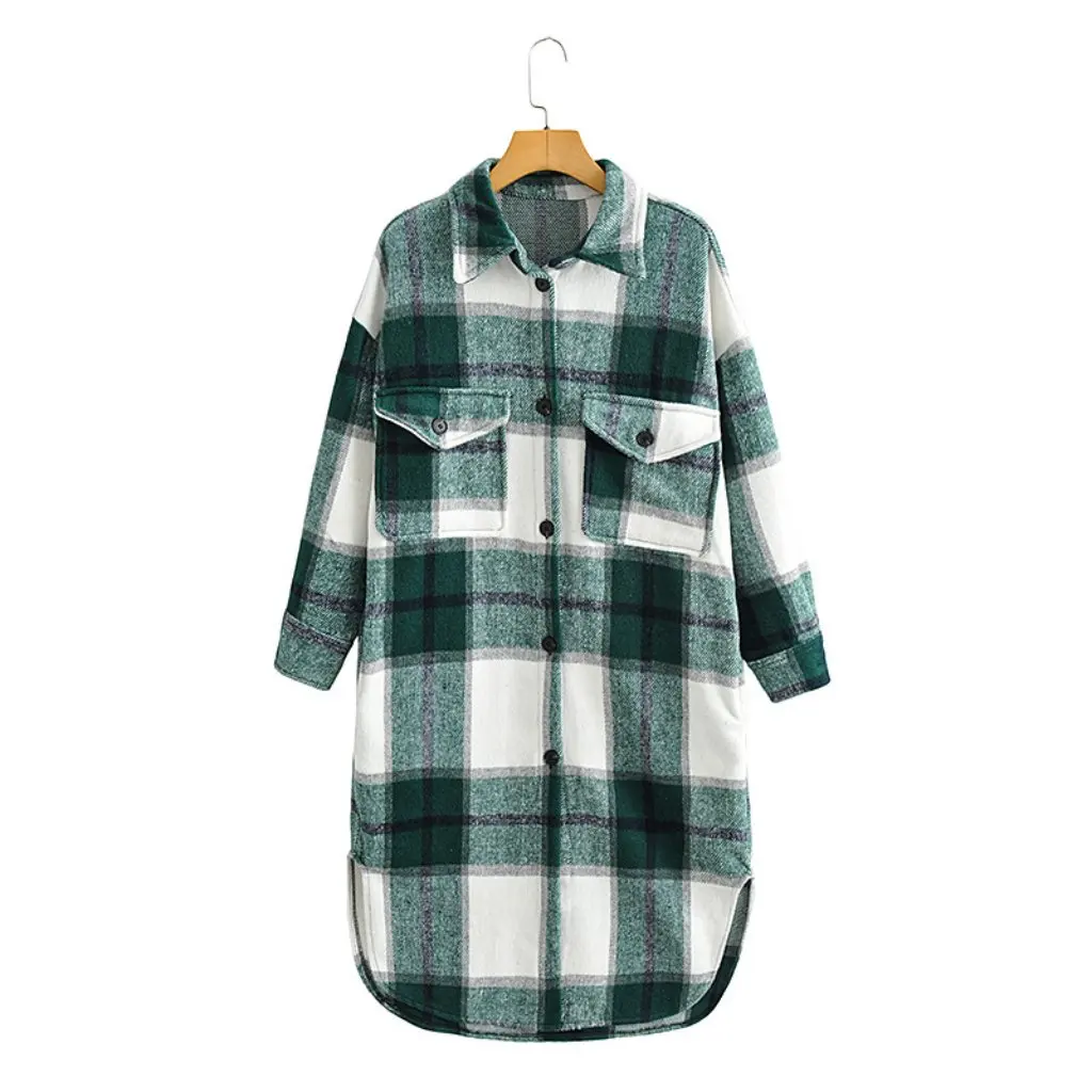 

Women's Color Wool Plaid Coat Spring Wholesale European American Style Furry Outerwear
