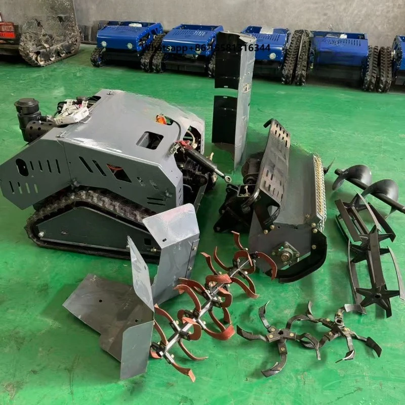 Multi-functional Remote-controlled Lawn Mower Ditch Digger and Grass Shredder