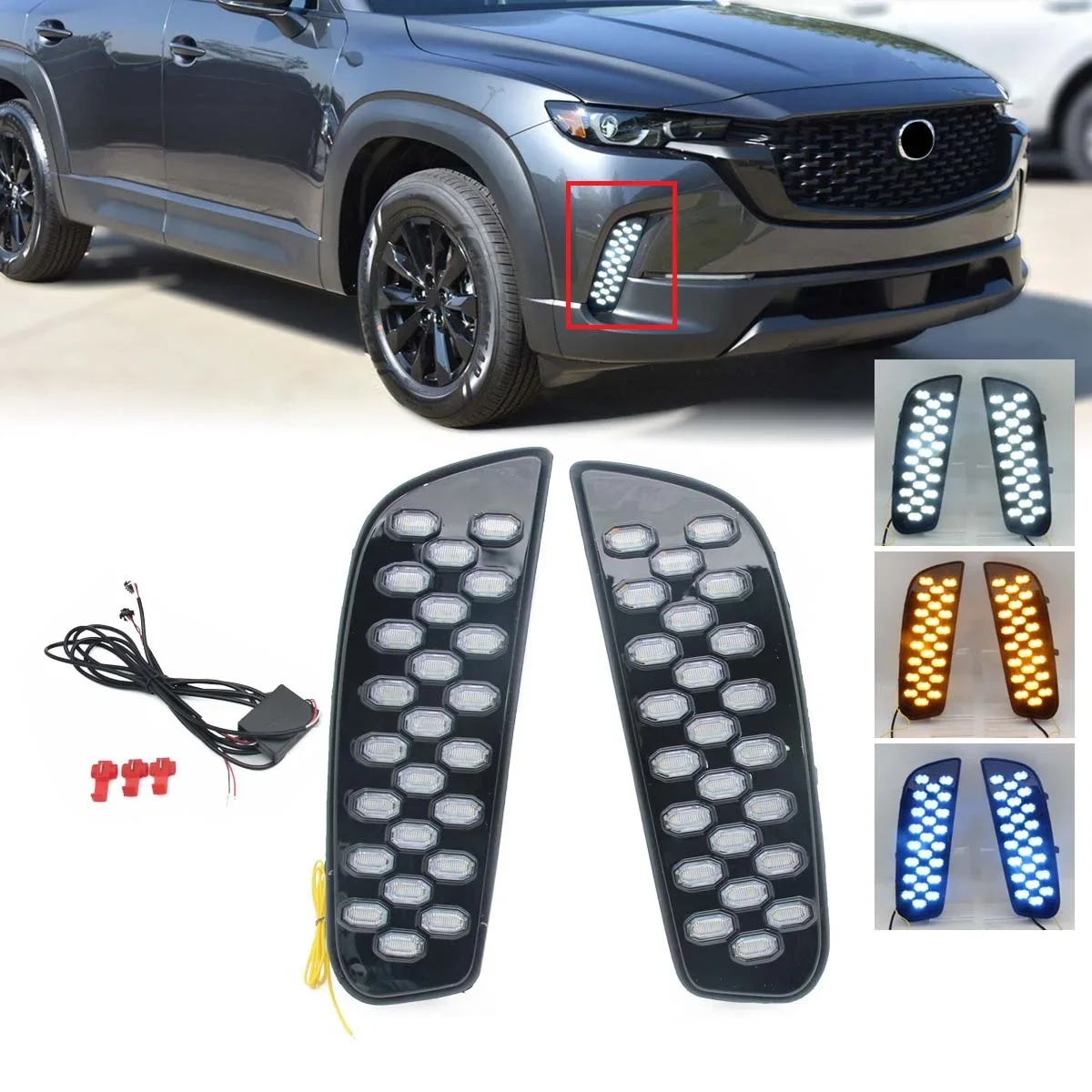 

1 Pair Front Bumper Fog light turn signal daytime running light day light For Mazda CX-50 2023