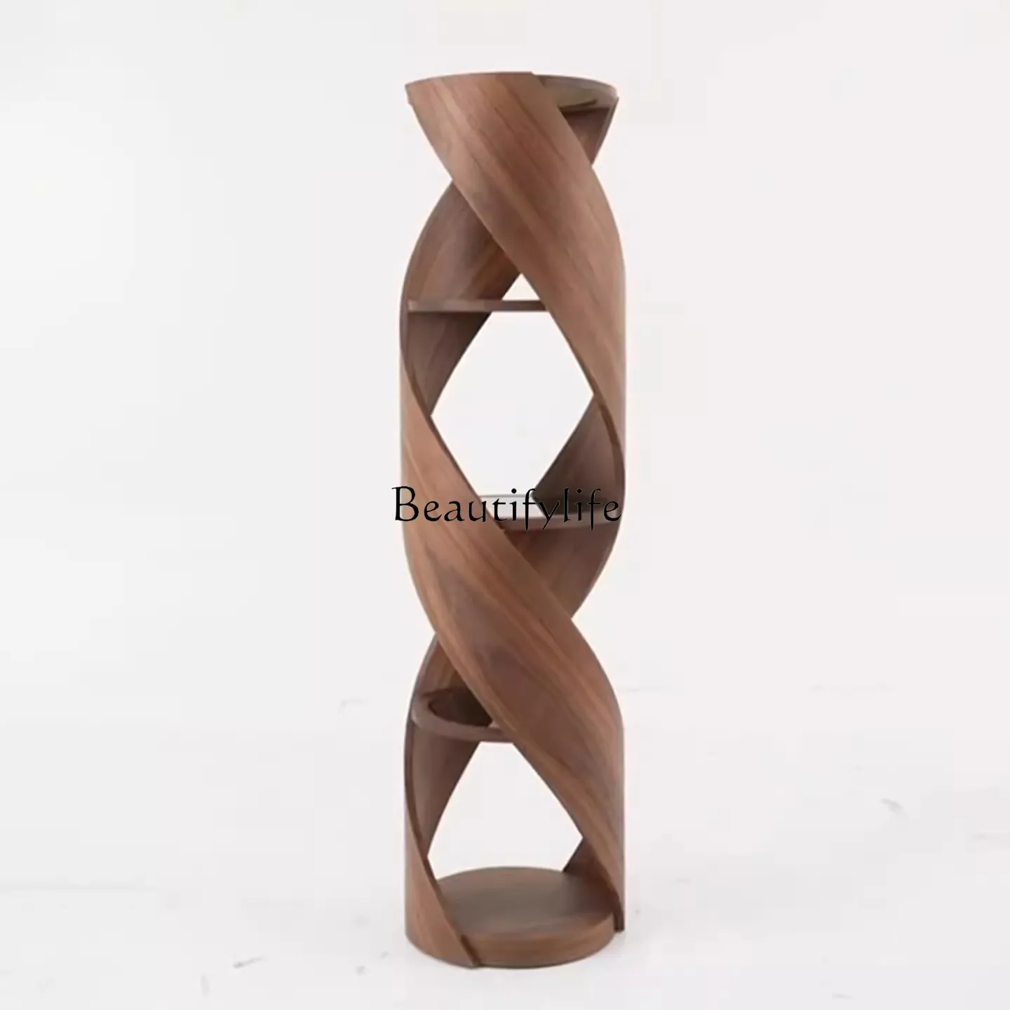 

North American black walnut modern high-end design rotating shelf creative rotating bookshelf