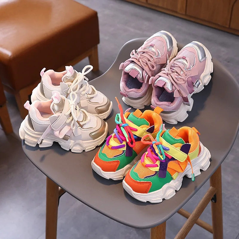 New Spring Autumn Kid Mesh Dad Sneakers Children Soft-Soled Sports Shoe Boys Girls Casual Learning Shoe Everyday Casual Shoe