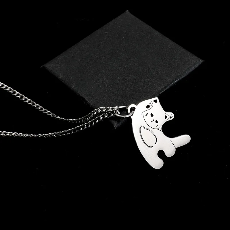 1pcs Personalized Love Cat Titanium Steel Pendant Necklace Couple Best Friend Fashion Accessories Birthday Gifts