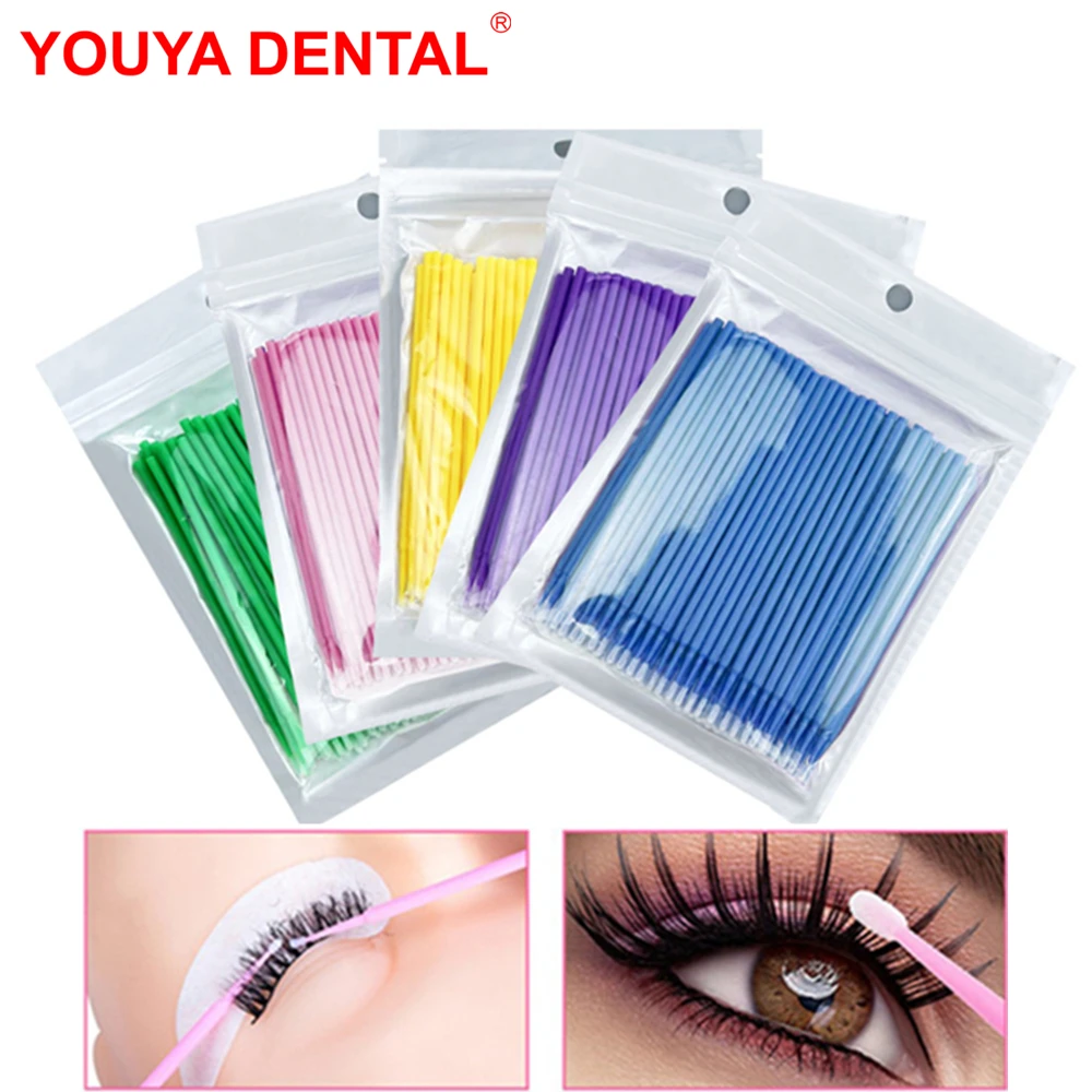 5 Bags Dental Disposable Micro Applicator Brush Dentistry Microbrush Eyelash Extensions Eyelash Glue Cleaning Makeup Applicator