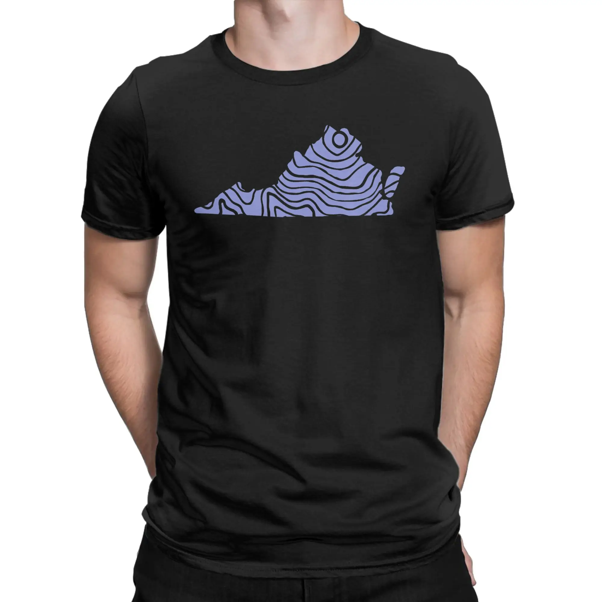 Men's Topo Virginia Topographic Map Lines Hiking Camping Outdoors T Shirt Topographic Line Tops Tee Shirt New Arrival T-Shirt
