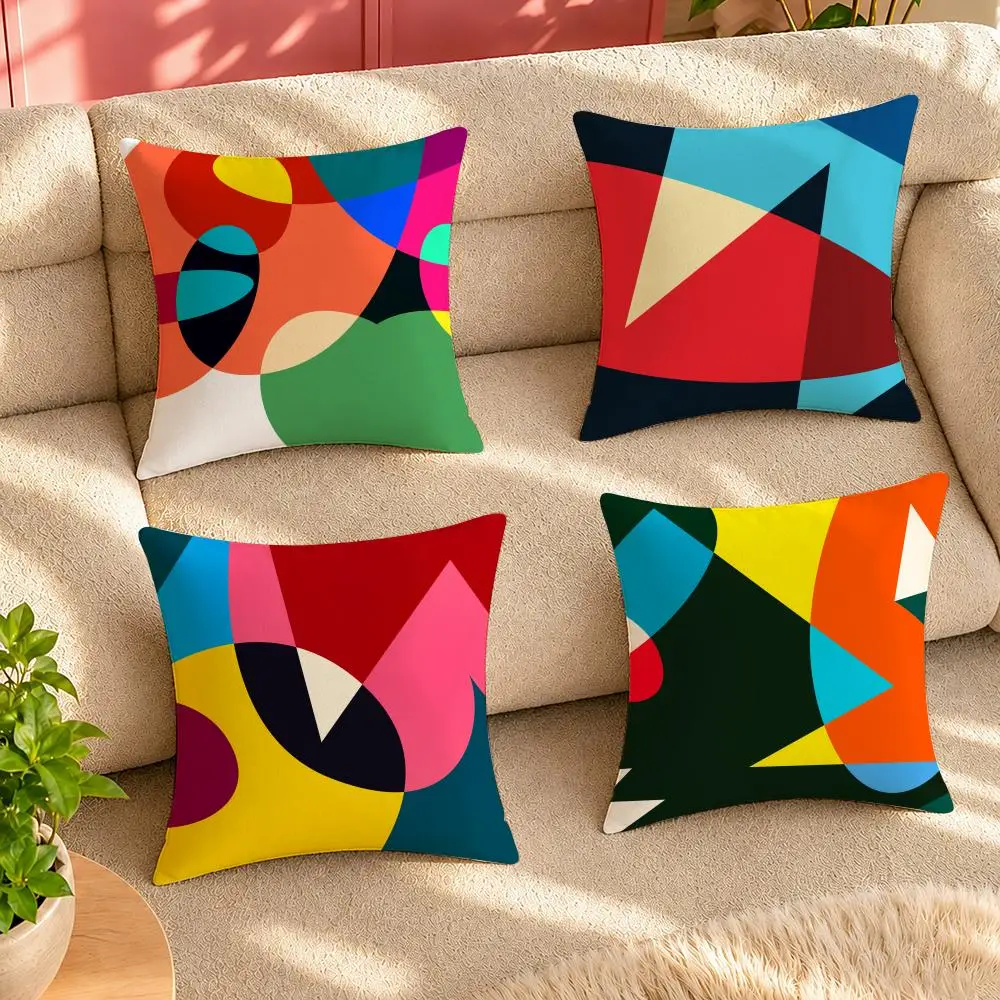 Anime Abstract curve contrasting colors Cushion Cover Pillow Cover Decorative Throw Couch Home Decor for Living Room Sofa