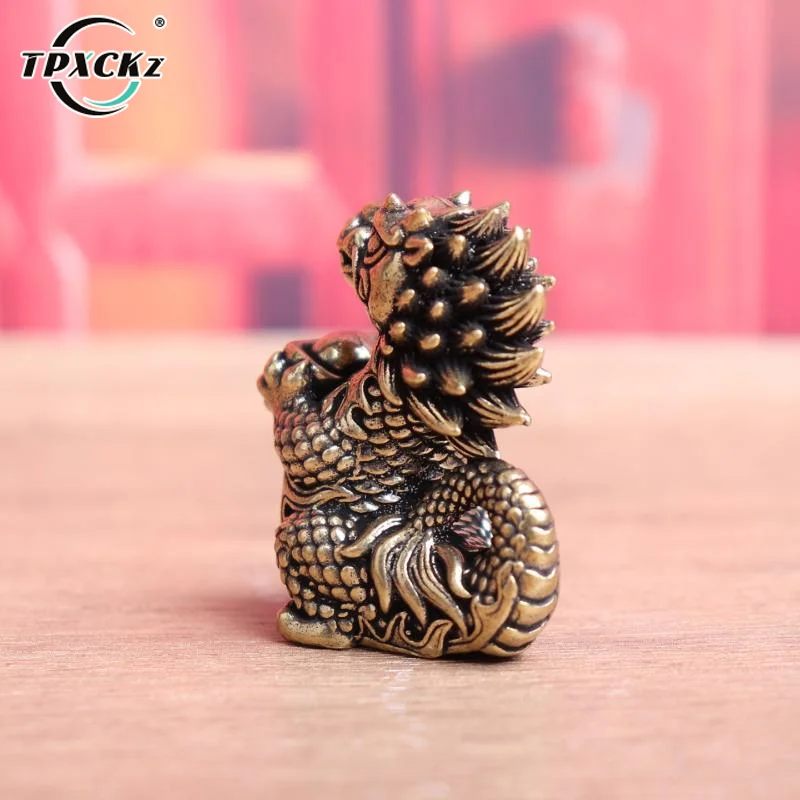 [SL]1PC Antique Dragon Statue Ornament Moveable Body Joints Exhibition Hall Decor Zodiac Animal Brass Crafts Collection