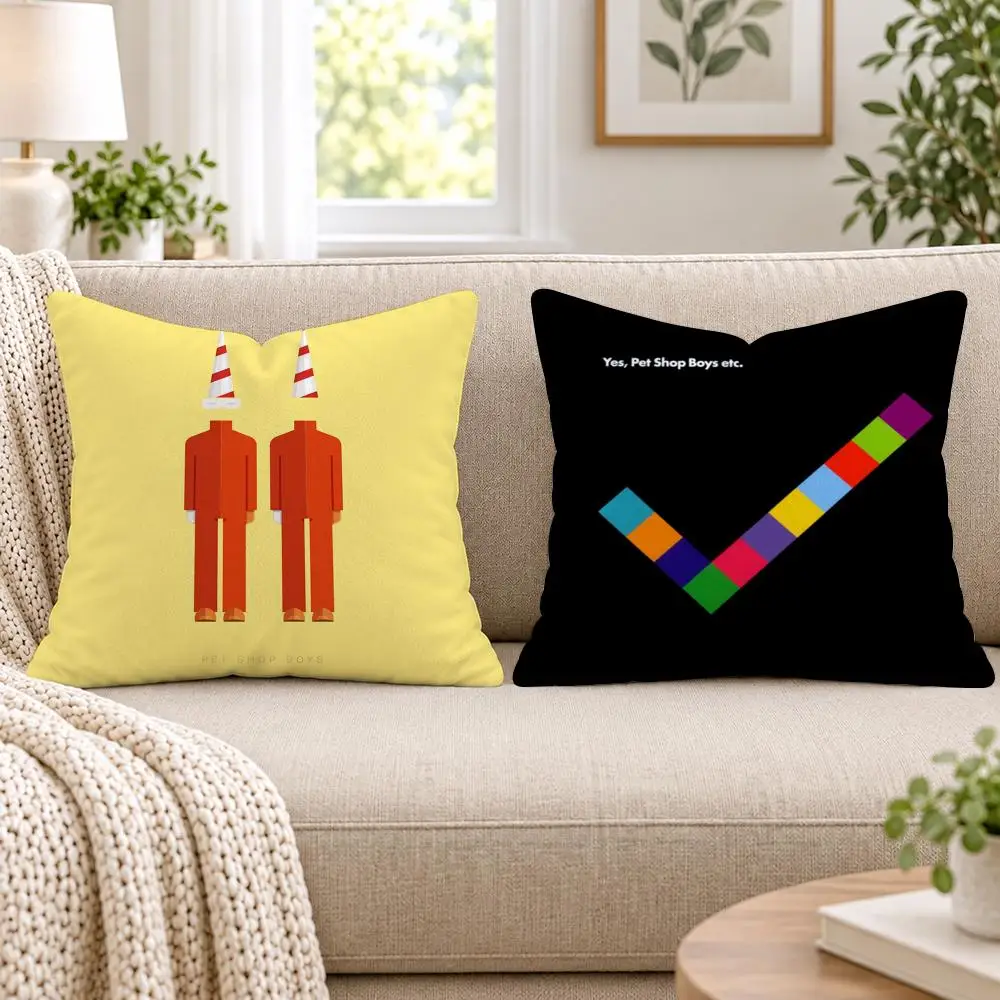 P-Pet S-Shop Boys Cushion Cover Short Plush Double-Sided Printing Sofa Bedroom Pillow Case Aesthetic Home Decor