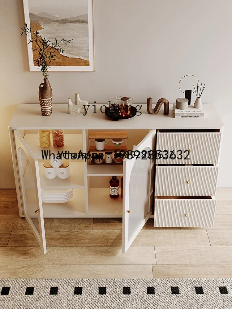 BB Cream Style Dining Side Cabinet Solid Wood Locker Living Room Integrated Wall Entrance Cabinet