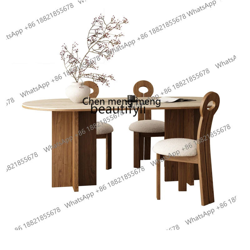 Cave Stone Stone Plate Dining Table Living Room Nordic Retro Style Key Chair Oval Modern Minimalist