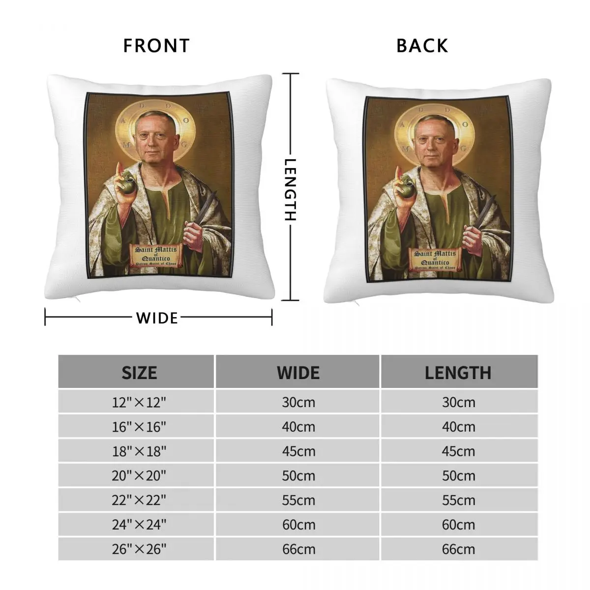 James Mattis Patron Saint Of Chaos Square Pillowcase Polyester Linen Velvet Creative Zip Decorative Throw Pillow Bed Cover 18