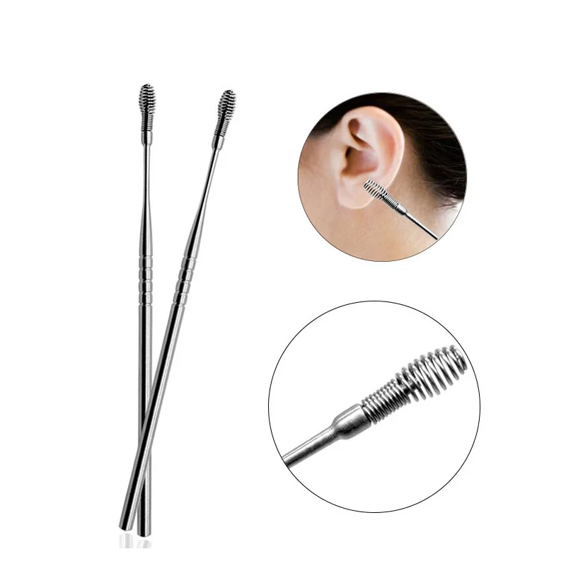 1-5pcs Creative Stainless Steel Earpick Sprial Spring Head Ear Clean Tool For Children Adults First Aid Kits Supplies