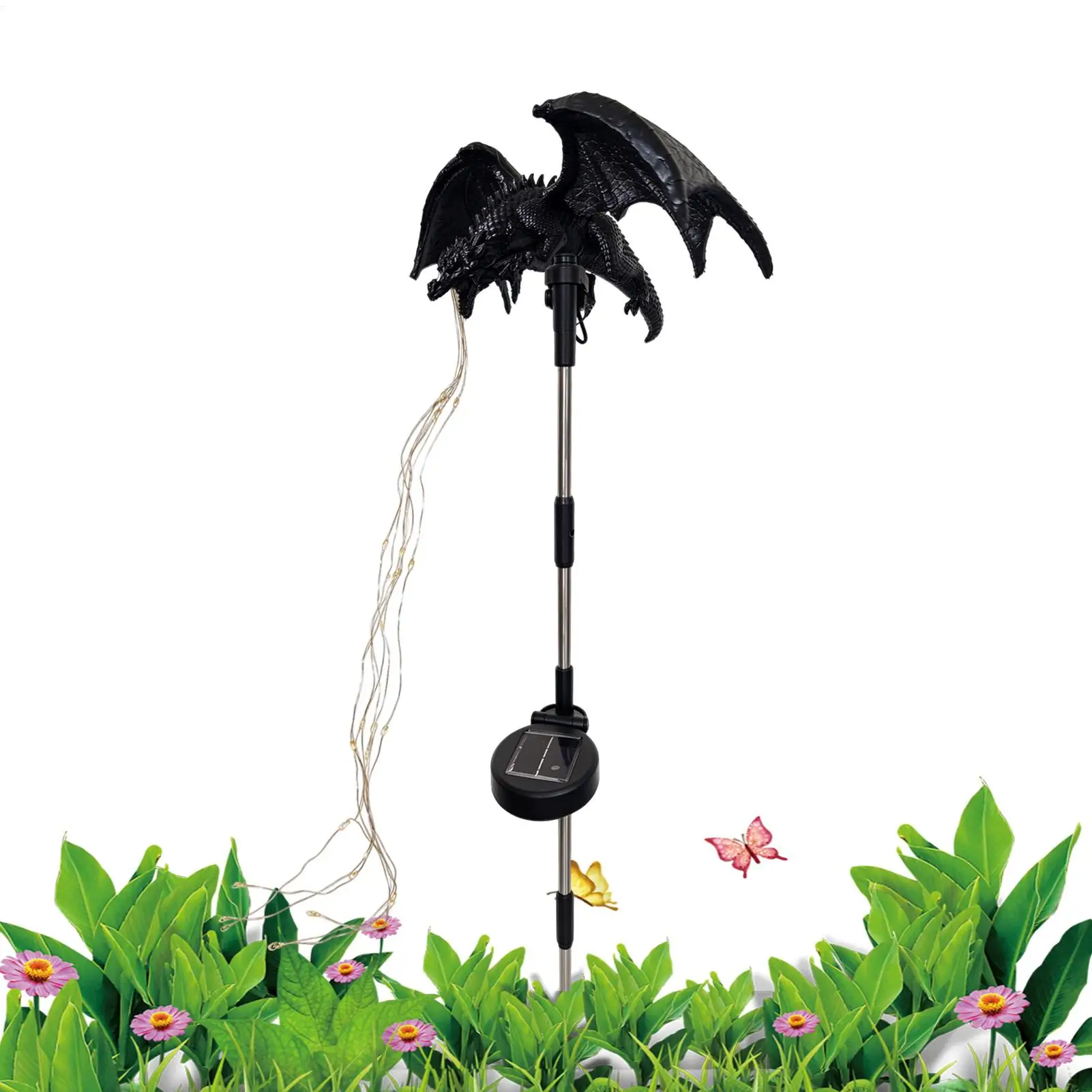 Solar Garden Stake Lights Decorative Dragon Fire Figurine Lighting Decorative Solar Garden Stake Lamp for Outdoor Porch Patio