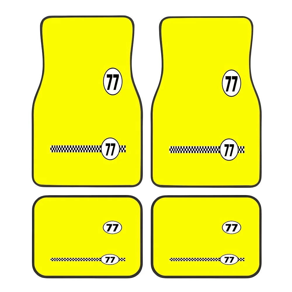 4pcs, Yellow Number Element Pattern,Themed Car Printed Car Floor Mats, Universal Non-Slip Car Mats Suitable For All Seasons, Pet
