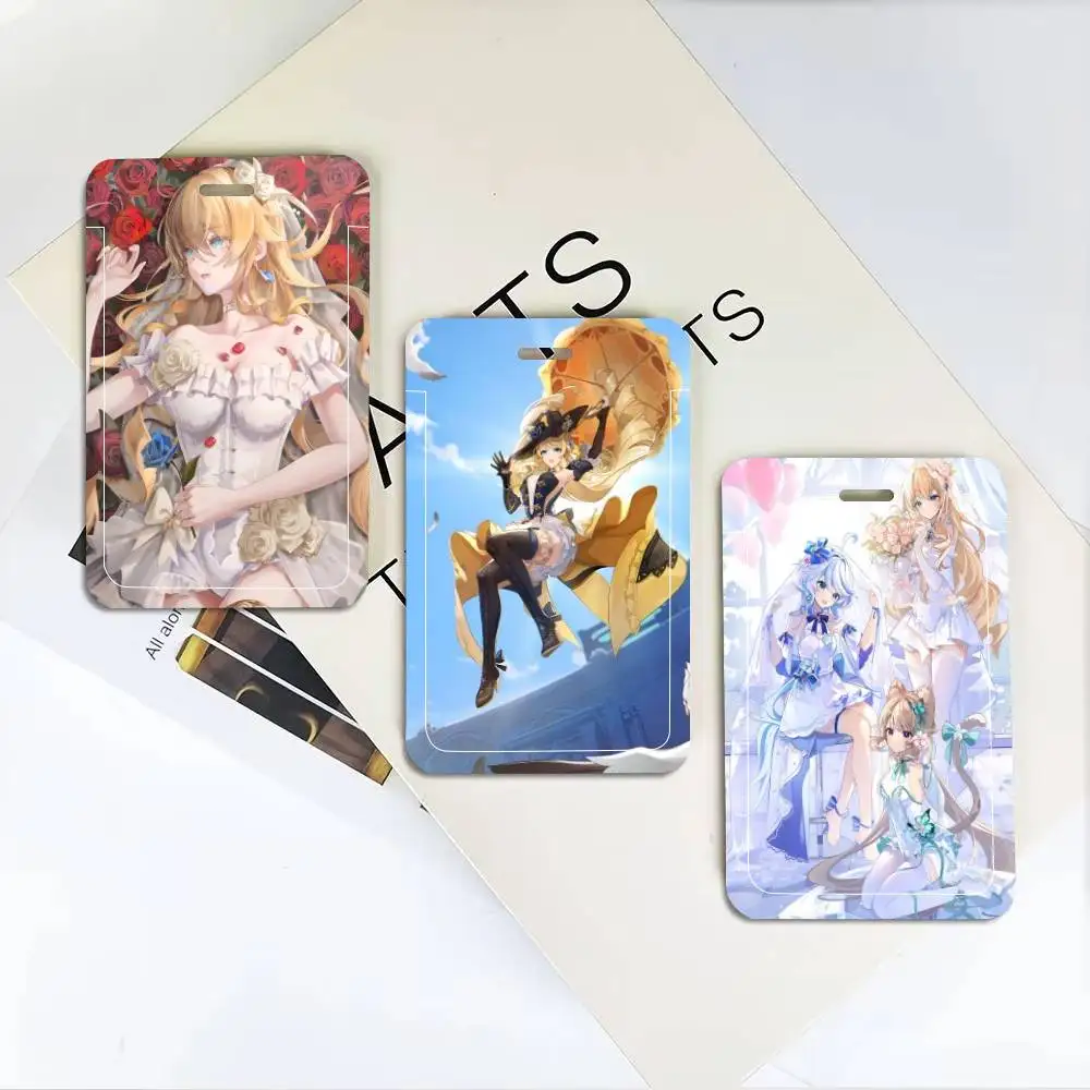 Game Genshin Impact Navia ID Card Holder Neck Strap Pendant Door Badge Holder Lanyards Keychain Work Credential