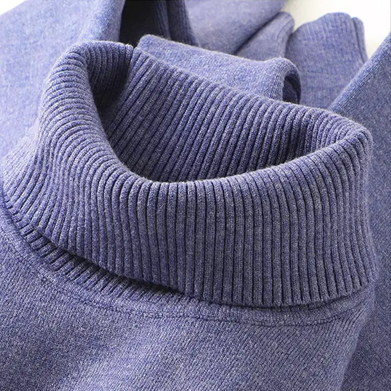 Maglione di peluche a collo alto da uomo Pullover solidi spessi Camicia base in maglia allentata Giacca casual da lavoro Top Autunno Inverno Nuovo