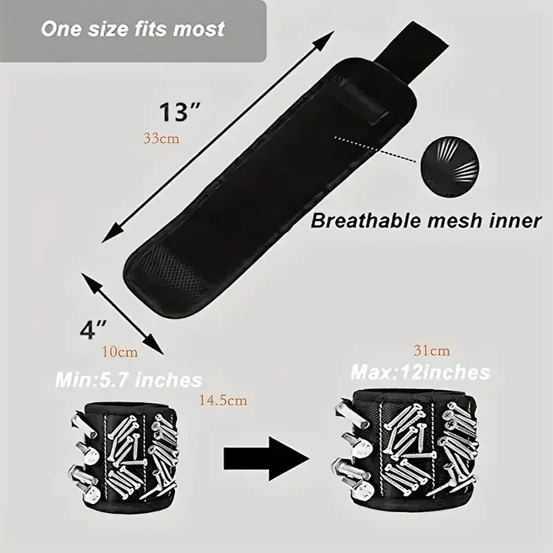 Imagem -06 - Ferramenta Magnética Multifuncional Wristband Correia Magnética Strong Nail Suction Wrist Bolsa Nail Wristband