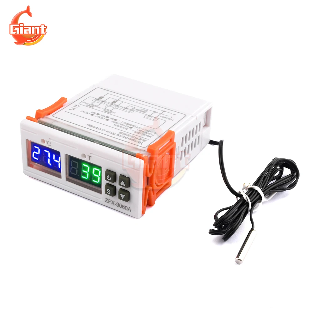 AC110-220V DC12V/24V Digital Temperature Controller Dual Display Heating Cooling Regulator Thermostat Temperature Control Sensor