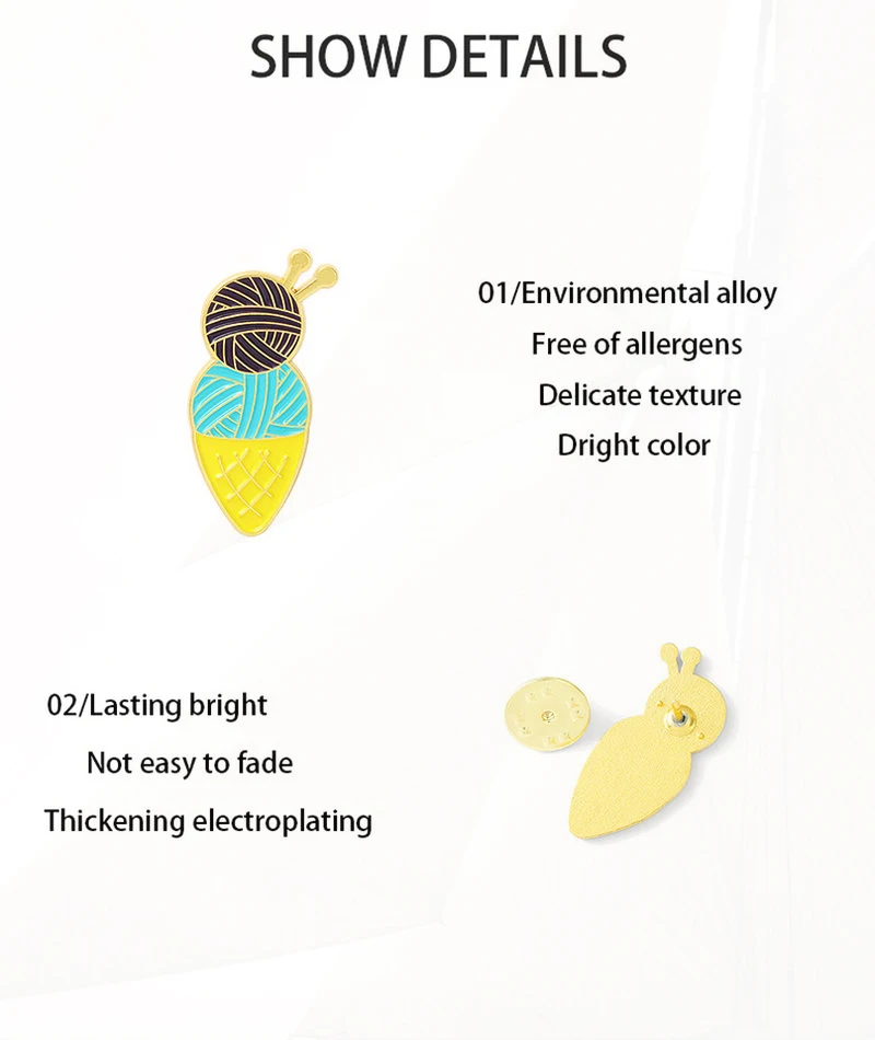 Globe Ice Cream Planet Pin Lapel Badge Bag Cartoon Jewelry Gift for Kid Friend Ball of Yarn Enamel Brooch Custom Sheep Snail