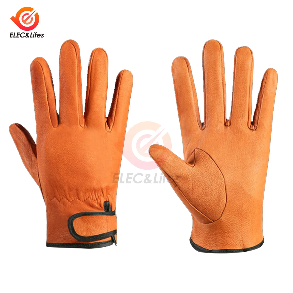 1 Pairs Cowhide Leather Work Gloves Welding Gloves Heavy Duty Truck Driving Gardening Farm Rigger Gloves