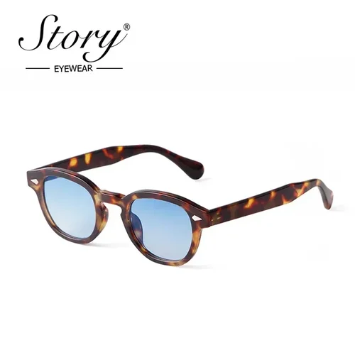 HISTORIA Vintage remache carey gafas de sol redondas mujeres hombres 2022 diseño de marca Retro amarillo azul lente gafas de sol cuadradas S22728