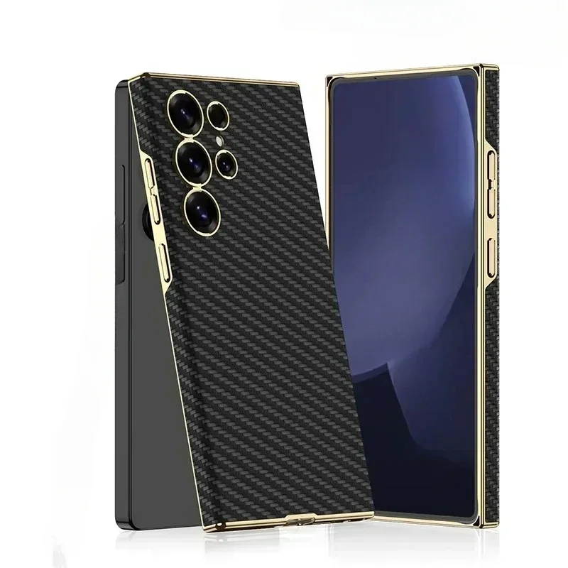 Für Samsung S26 S25 Ultra Handyhülle für Samsung Galaxy S25 S24 Ultra Galvanisierte Leder-Kunststoff-Hartschalen-Schutzhülle
