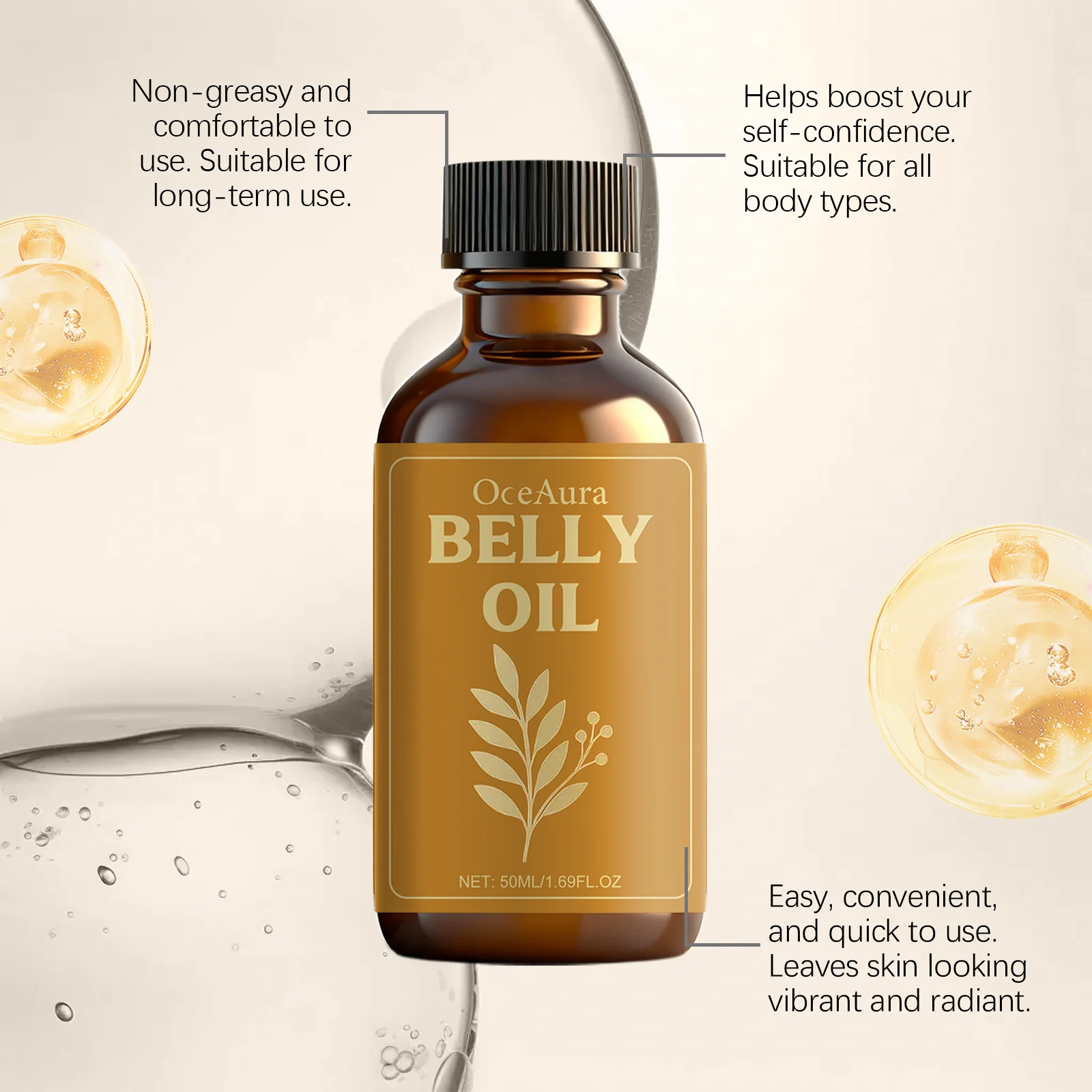 Belly Tightening Oil Fat Burning Anti Cellulite Weight Loss Abdomen Fat Reduction Firming Nourishing Smoothing Body Shaping Oil