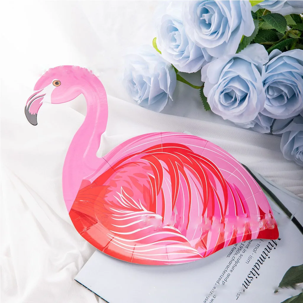 8 ospiti Flamingo Paper Plate Summer Flamingo stoviglie usa e getta piatti da pranzo Happy Hawaiian Birthday Party Decoration