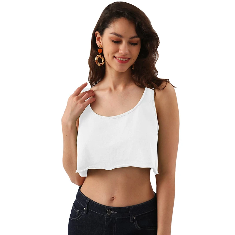 Casual 100% Cotton Crop Top Women Sleeveless Ladies Summer Tops Streetwear Pulovers Cropped Feminino