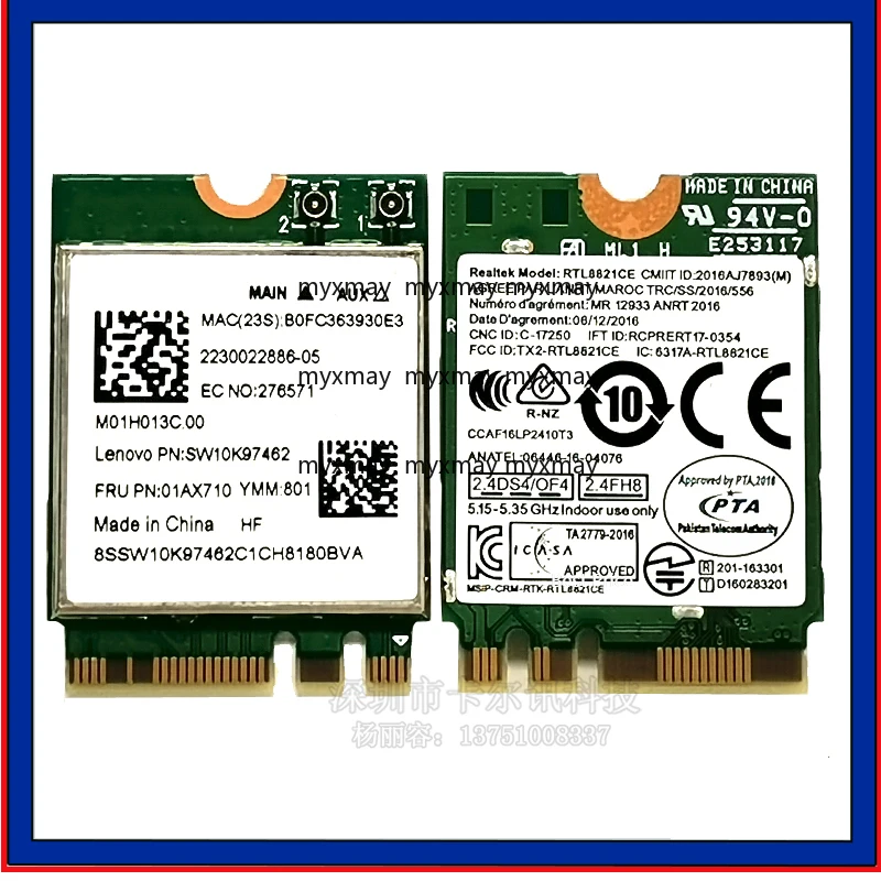 

New RTL8821CE 802.11AC WiFi For Bluetooth-compatible 4.2 Card FRU 01AX710 Wireless Netowrk Card For Lenovo DELL ASUS Acer