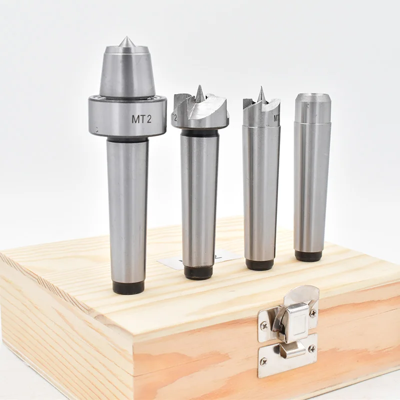 4Pcs MT1/MT2 Wood Lathe Turning Tool Spur Live Center Set Taper Tool For Wood Metalworking Bored Tailstock Lathe Milling Machine