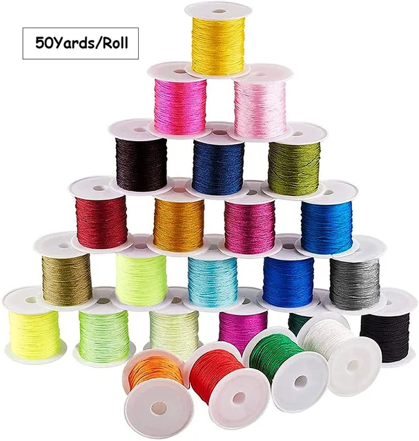 50 jardów/rolka 0.8mm nylonowy sznurek nici chiński węzeł makrama bransoletka ze sznurka pleciony sznurek DIY Craft biżuteria bransoletki dokonywanie znalezienie