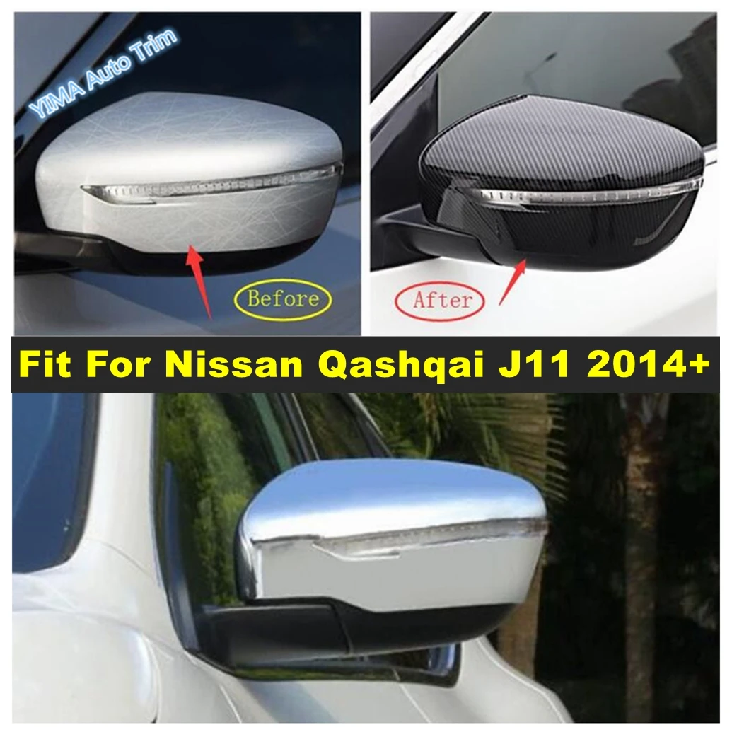 

Door Side Wing Rearview Mirror Protection Cap Cover Trim Carbon Fiber Look Car Accessories For Nissan Qashqai J11 2014 - 2020