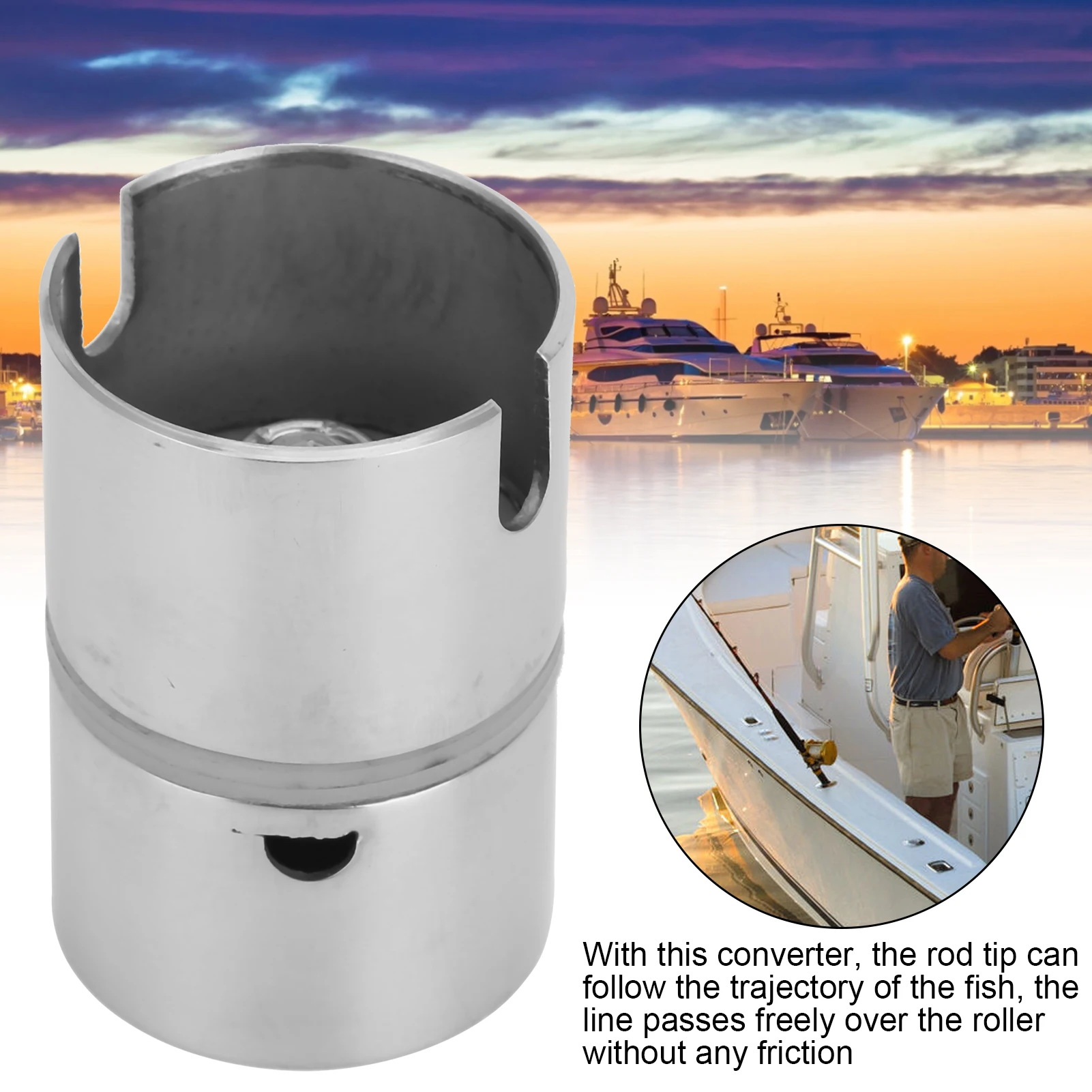 

Рыболовный аксессуар из нержавеющей стали 304, встроенный на 360 градусов вертлюг, конвертер морской удочки для держателя удочки, вставной вертлюг