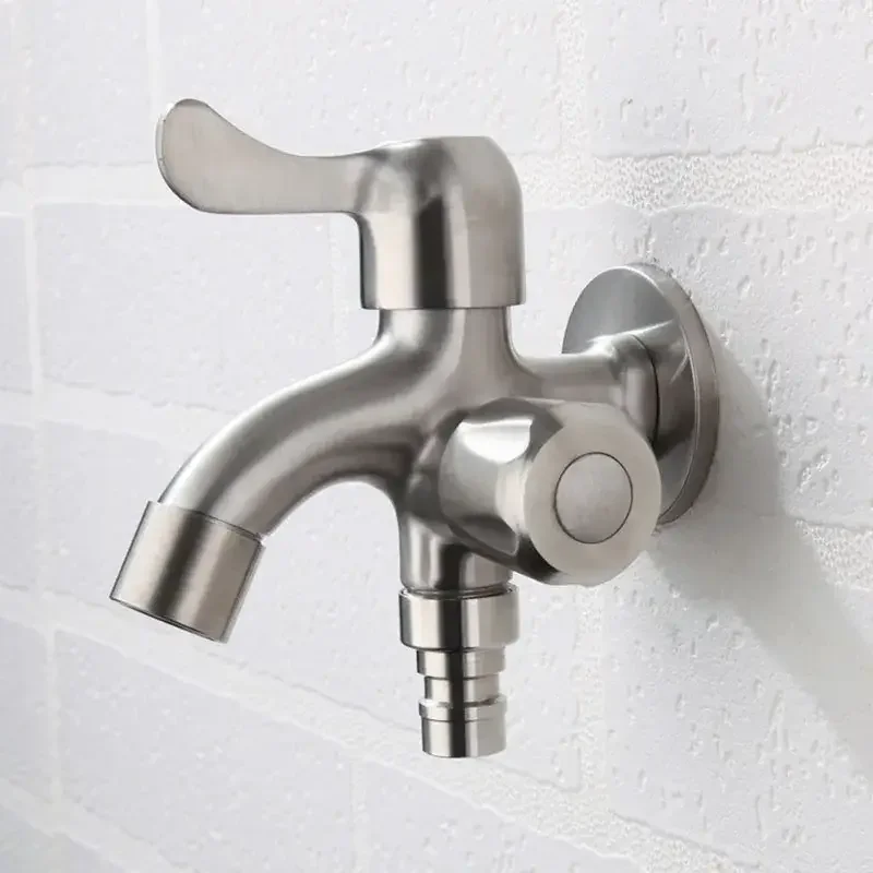 

Dual Control 1/2" Double Outlet Faucet Cold Water Tap One in Two Out for Bathroom Washing Machine Water Tap Bathroom Accessories