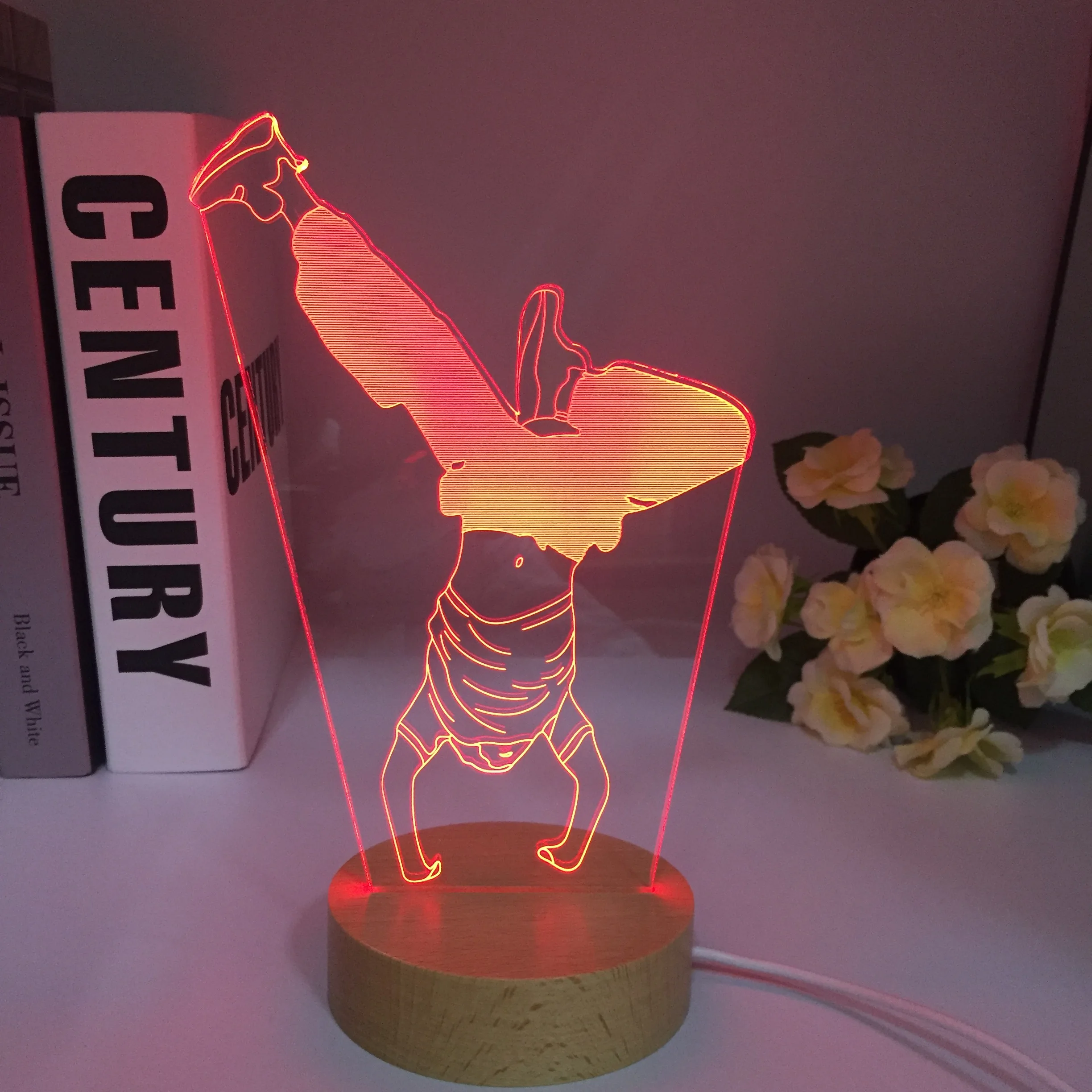 Acrylic Table Lamp Touch Hip Hop Dance Home Room Decor Led Lights Lamp Creative Wooden Night Lights Holiday Gift Dropshipping