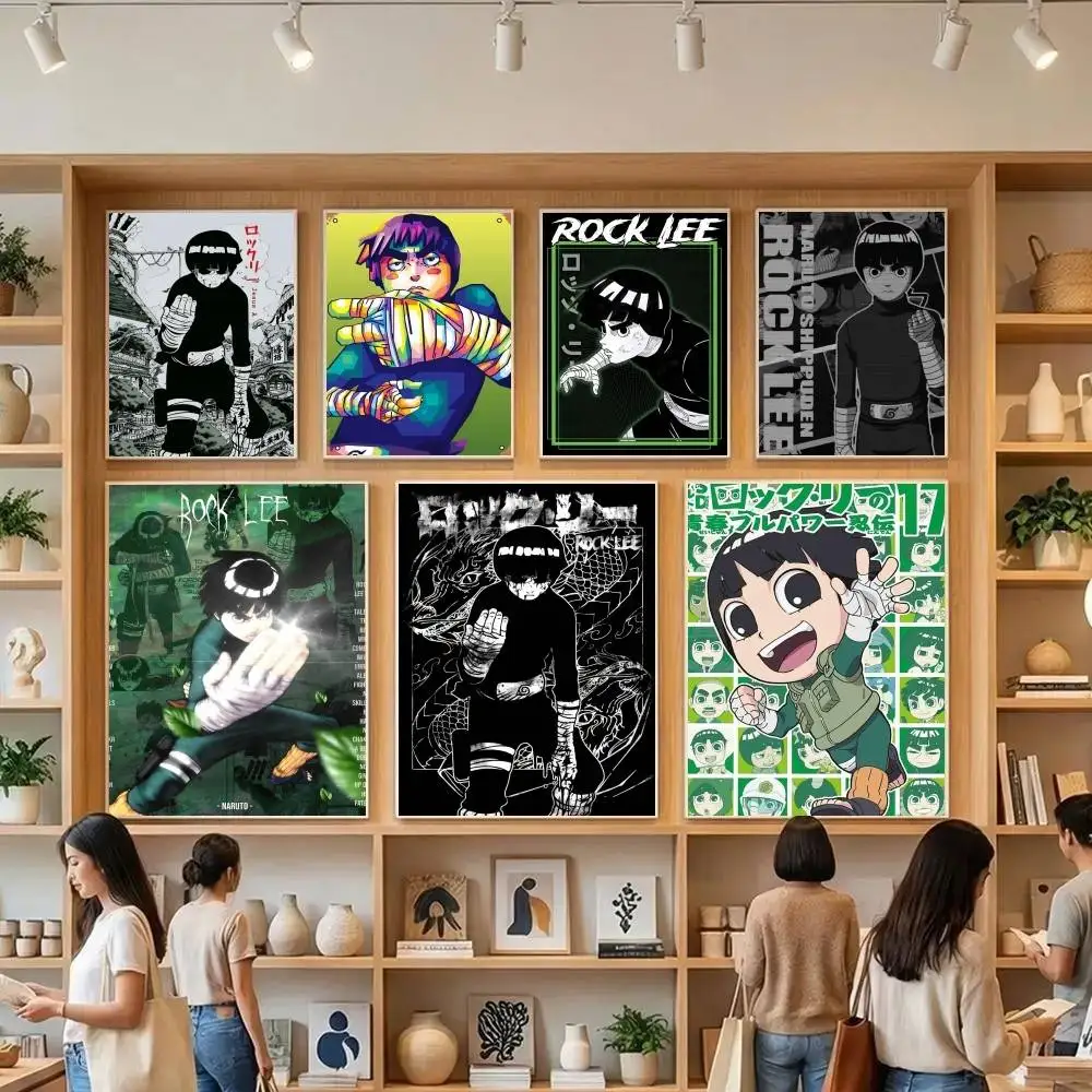 Anime black Rock Lee Movie Sticky Posters Retro Kraft Paper Sticker DIY Room Bar Cafe Aesthetic Art Wall Painting