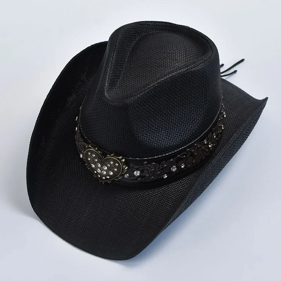 Vintage Straw Cowboy Hat for Men's Women's Summer Beach Sun Hat Gentleman Lady Cowgirl Jazz Hat Sombrero Hombre image 3