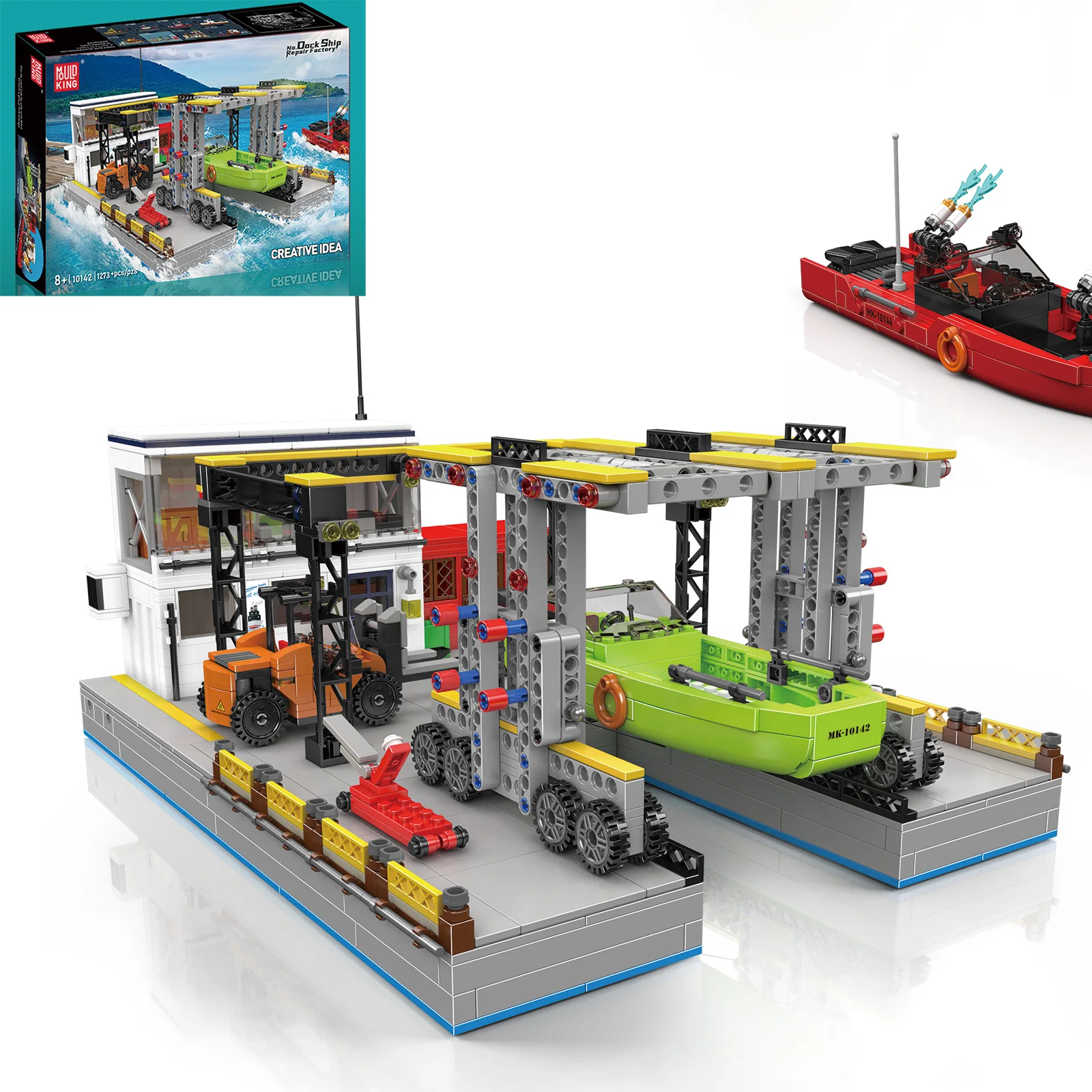 

Mould King Building Blocks 10142 Dock Ship Repair Yard 1273pcs Creative Ship Model Series